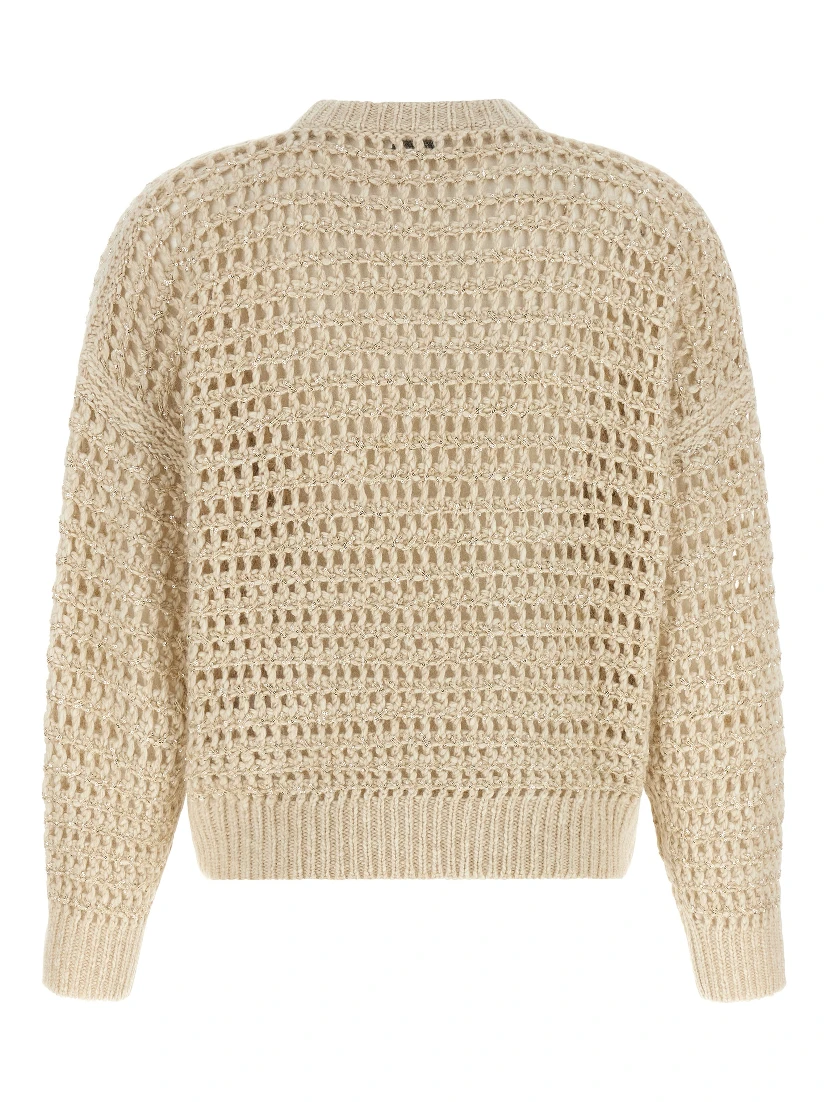 Beige Elastane Cardigan