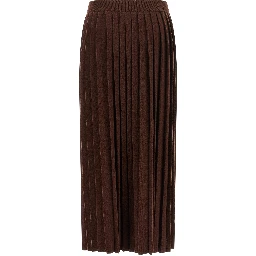 Brown Virgin Wool Midi Skirt