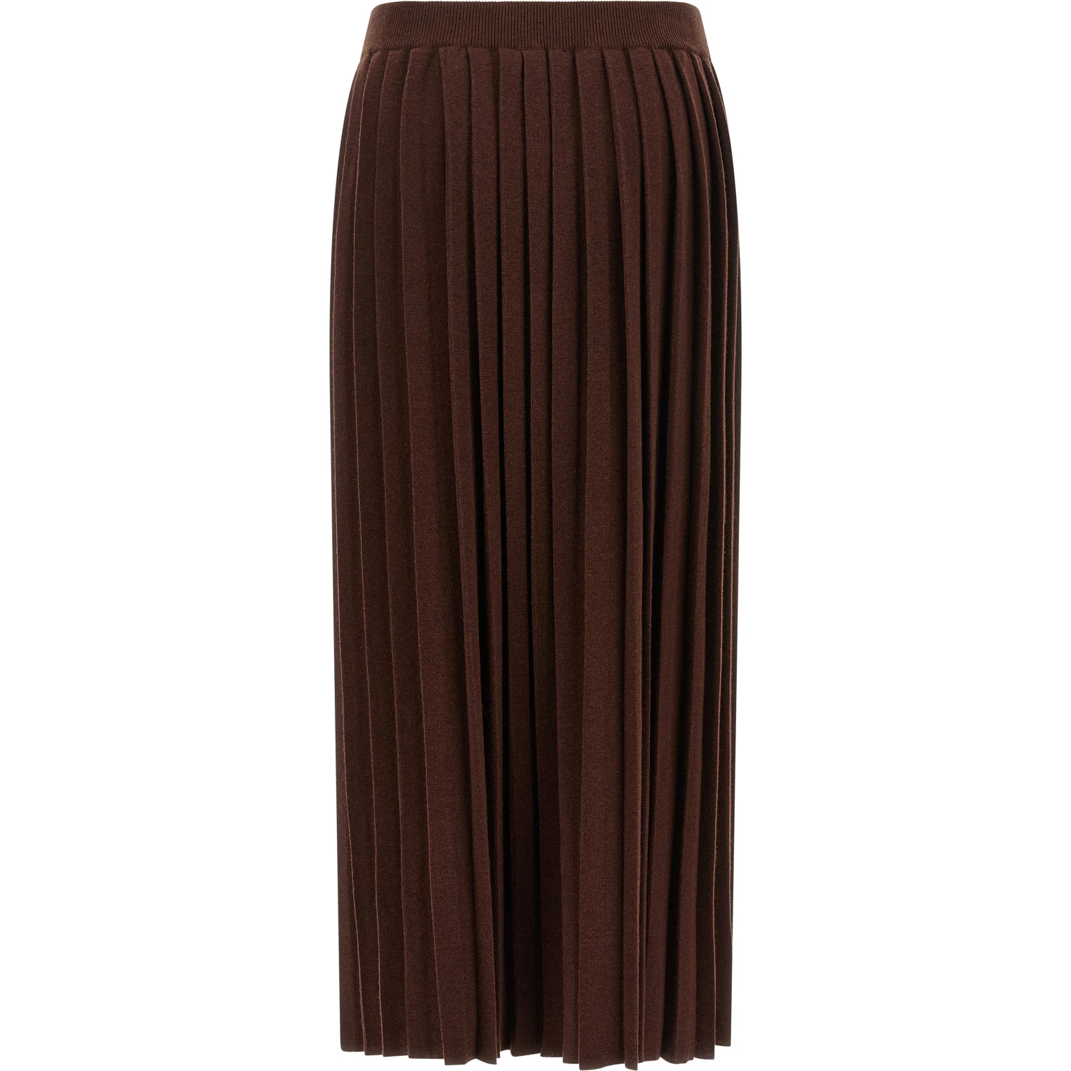 Brown Virgin Wool Midi Skirt