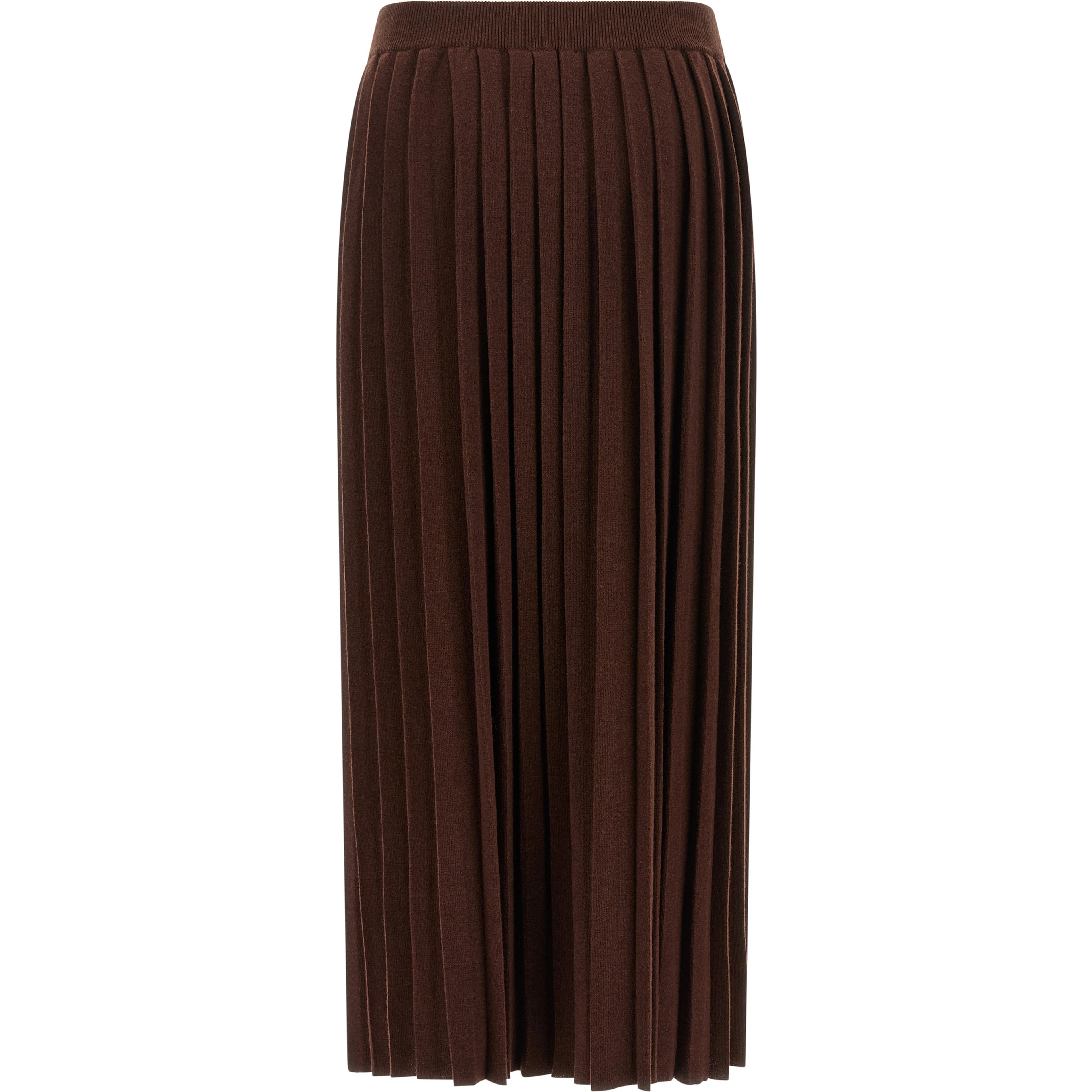 Brown Virgin Wool Midi Skirt