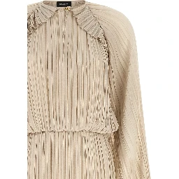 Beige Polyester Long Dress