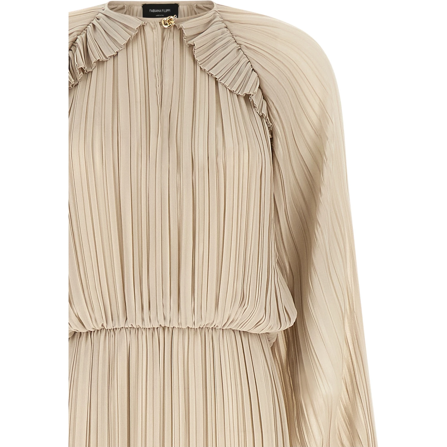 Beige Polyester Long Dress