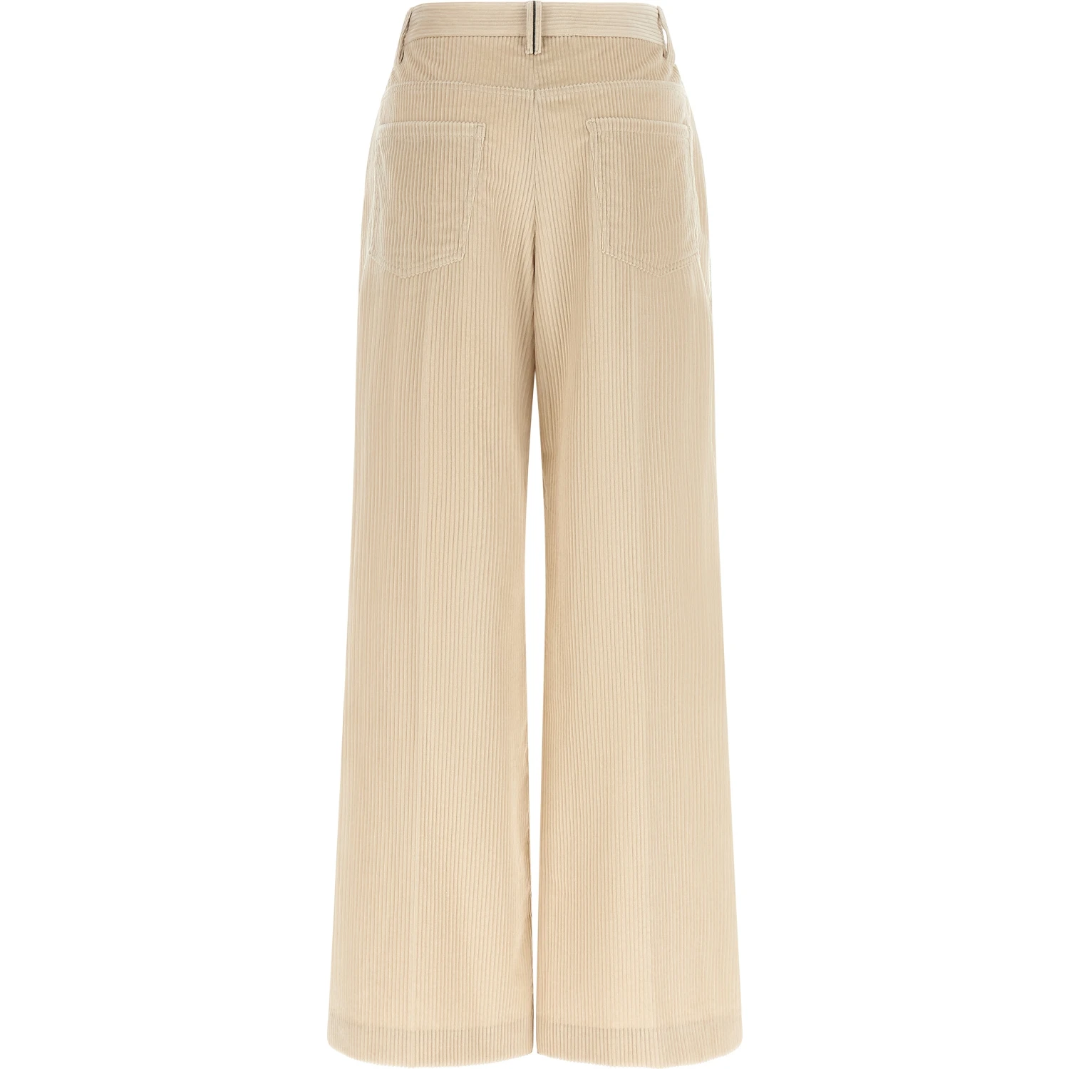 Beige Cotton Casual Pants