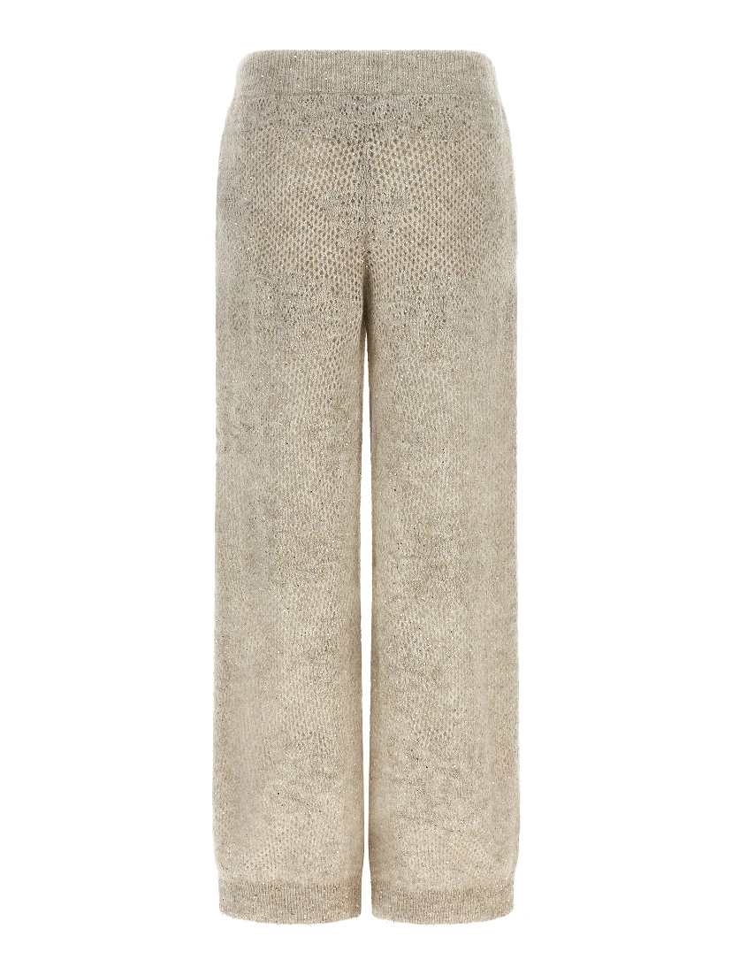 Beige Nylon Casual Pants