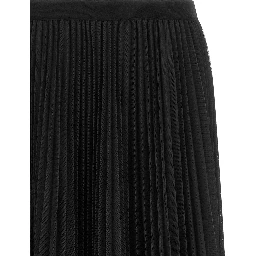 Blue Polyester Midi Skirt