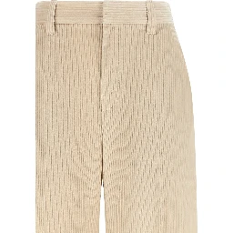 Beige Cotton Casual Pants