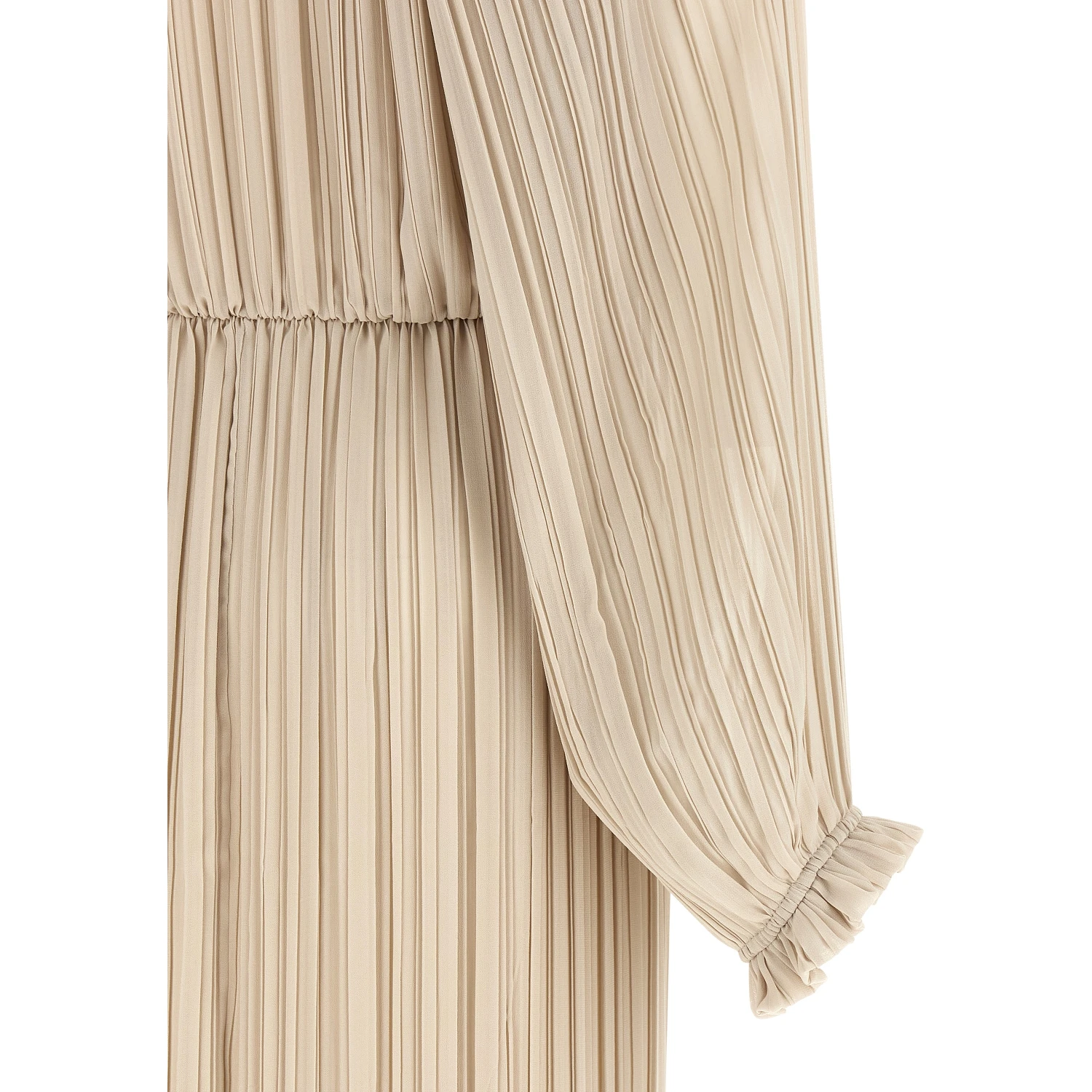 Beige Polyester Long Dress