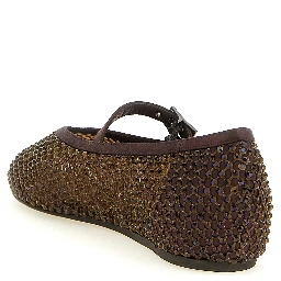 Brown Polyamide Ballet Flats