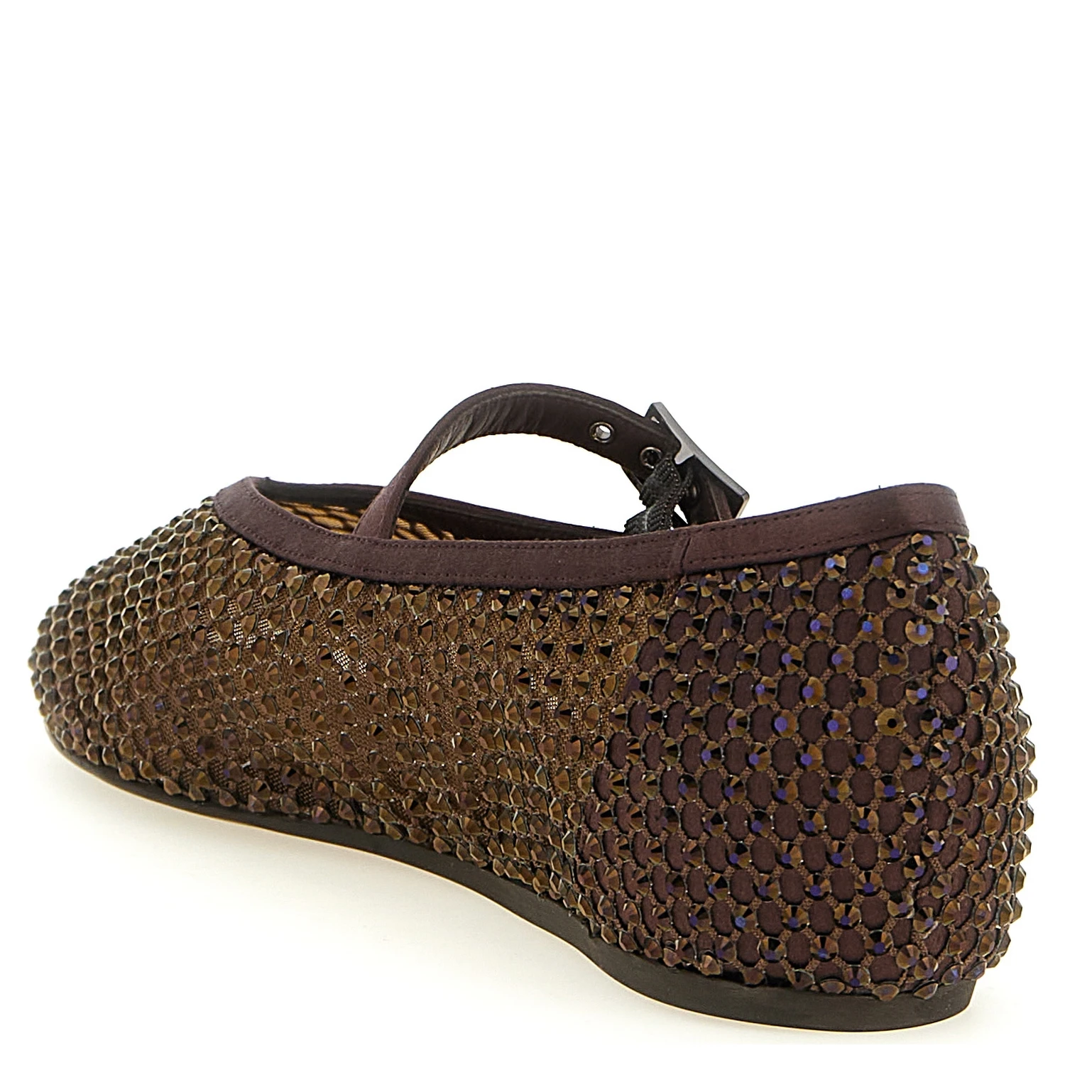Brown Polyamide Ballet Flats