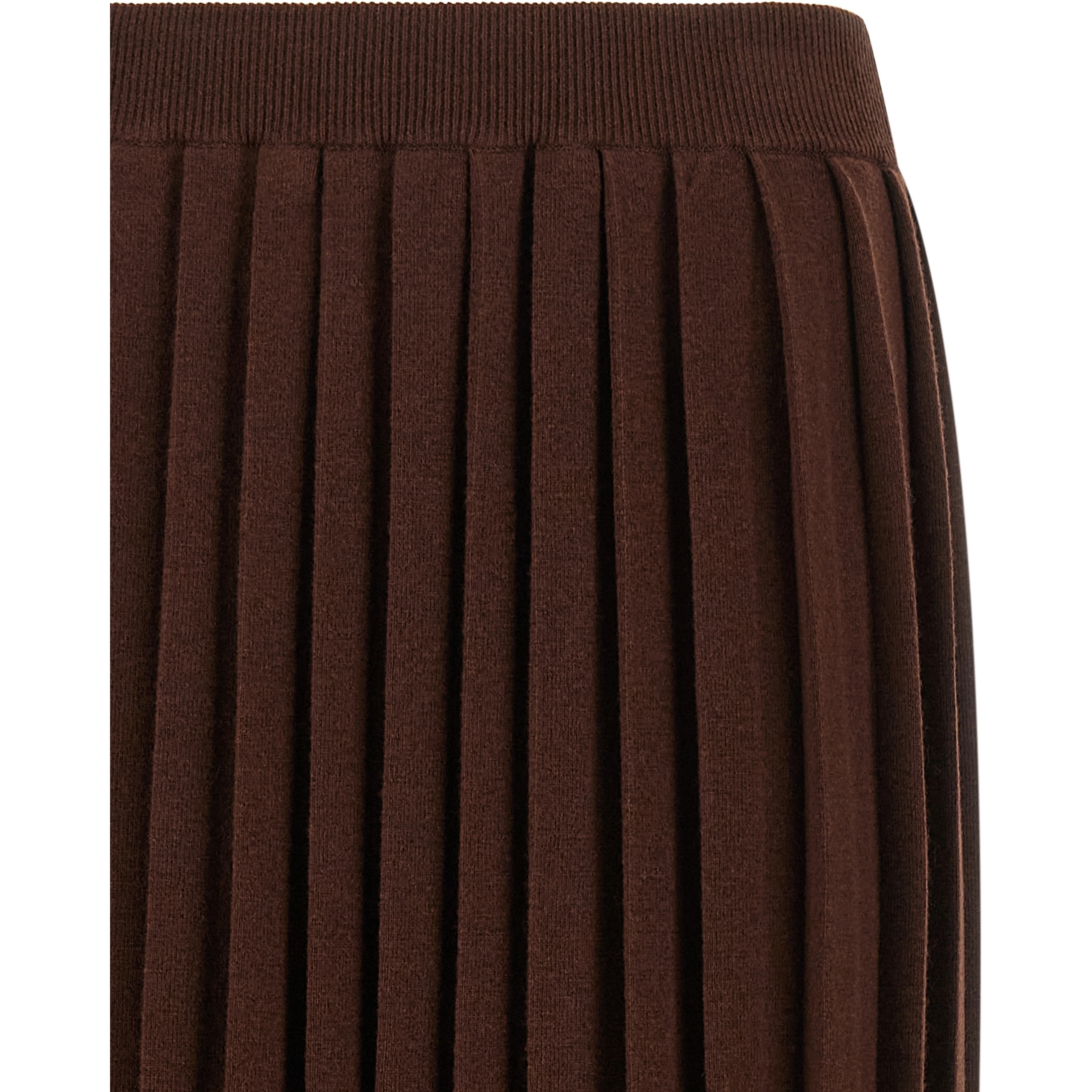 Brown Virgin Wool Midi Skirt