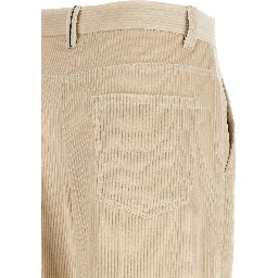 Beige Cotton Casual Pants