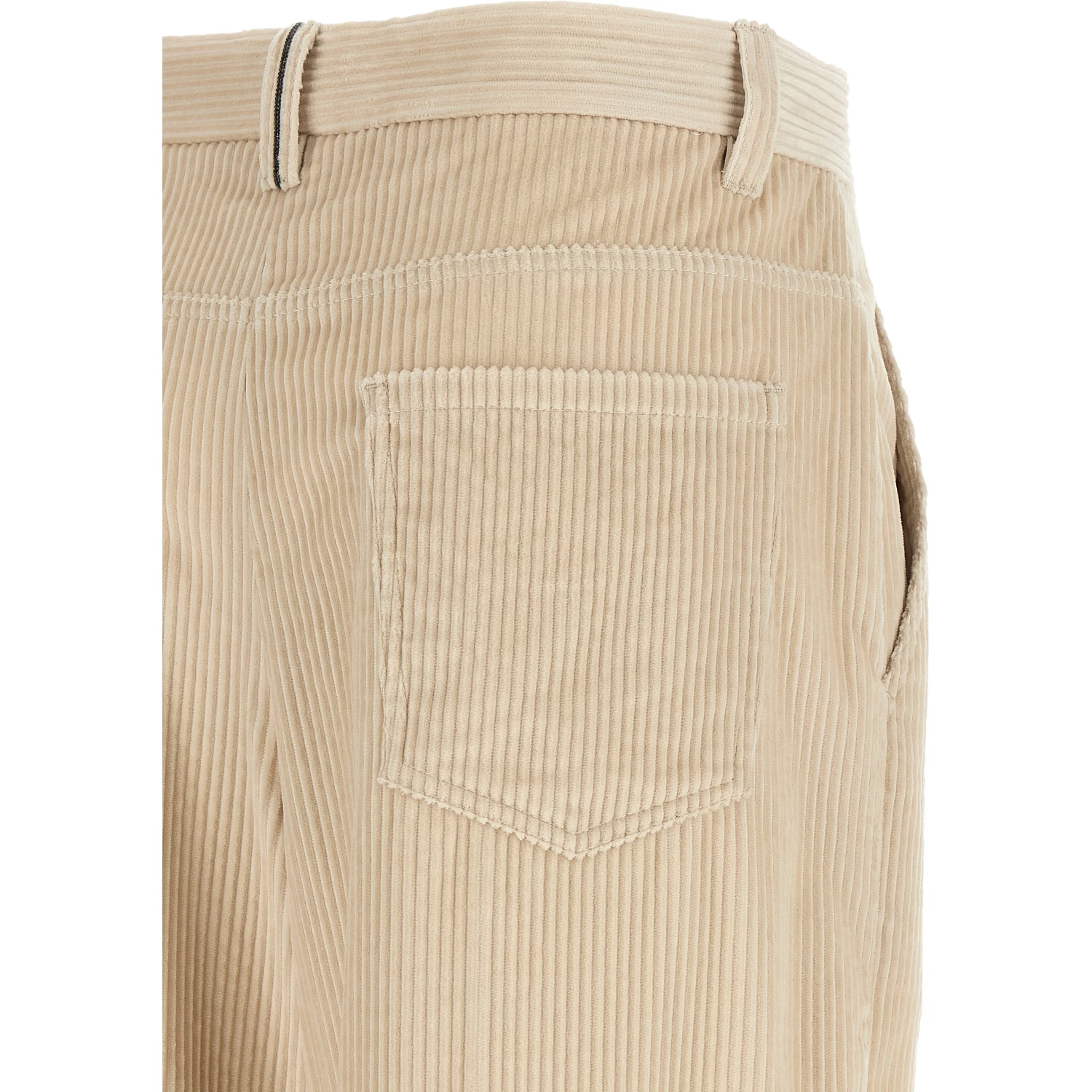 Beige Cotton Casual Pants