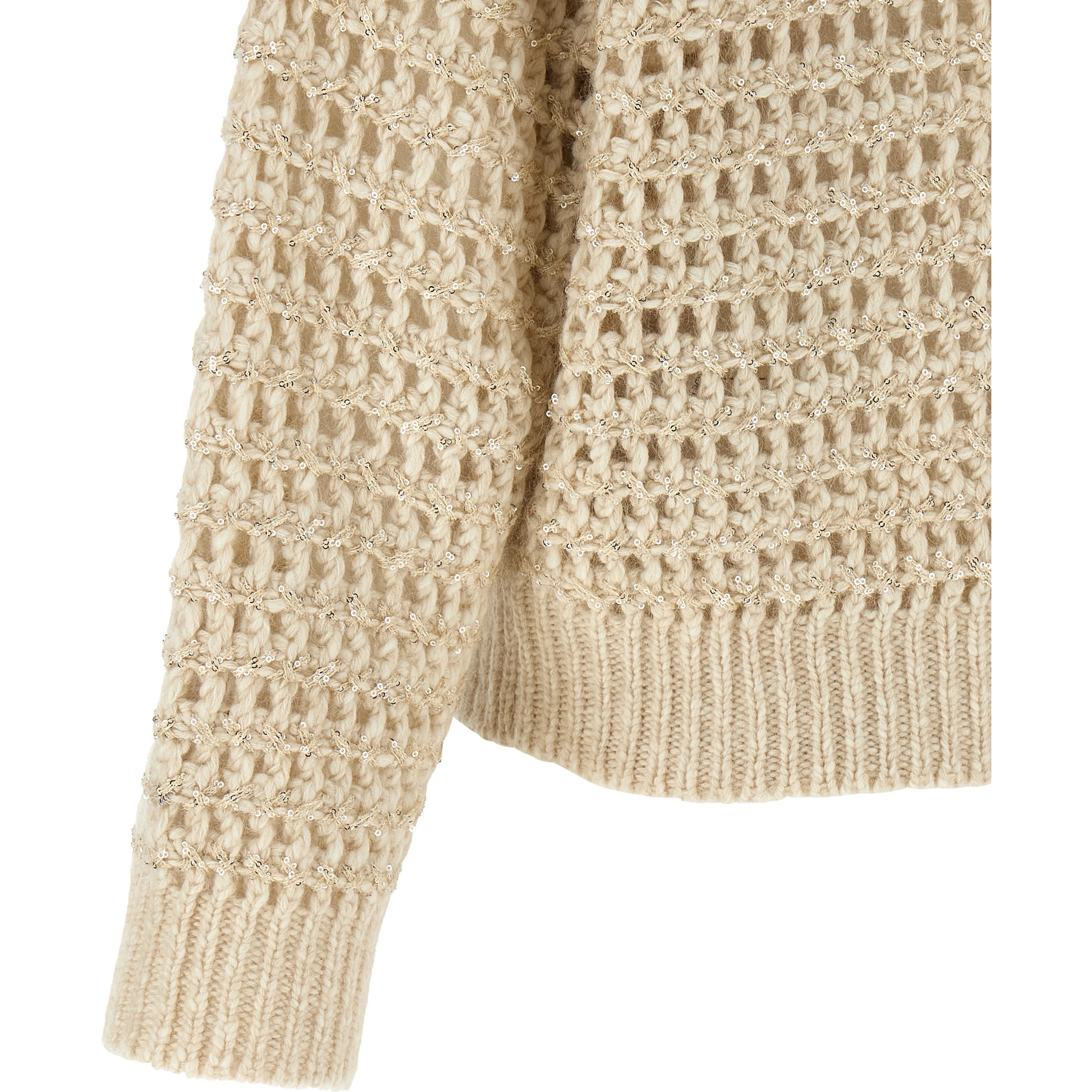 Beige Elastane Cardigan