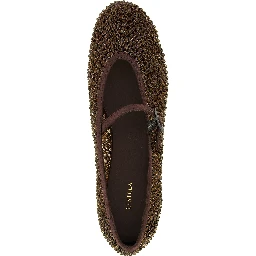 Brown Polyamide Ballet Flats