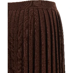 Brown Virgin Wool Midi Skirt