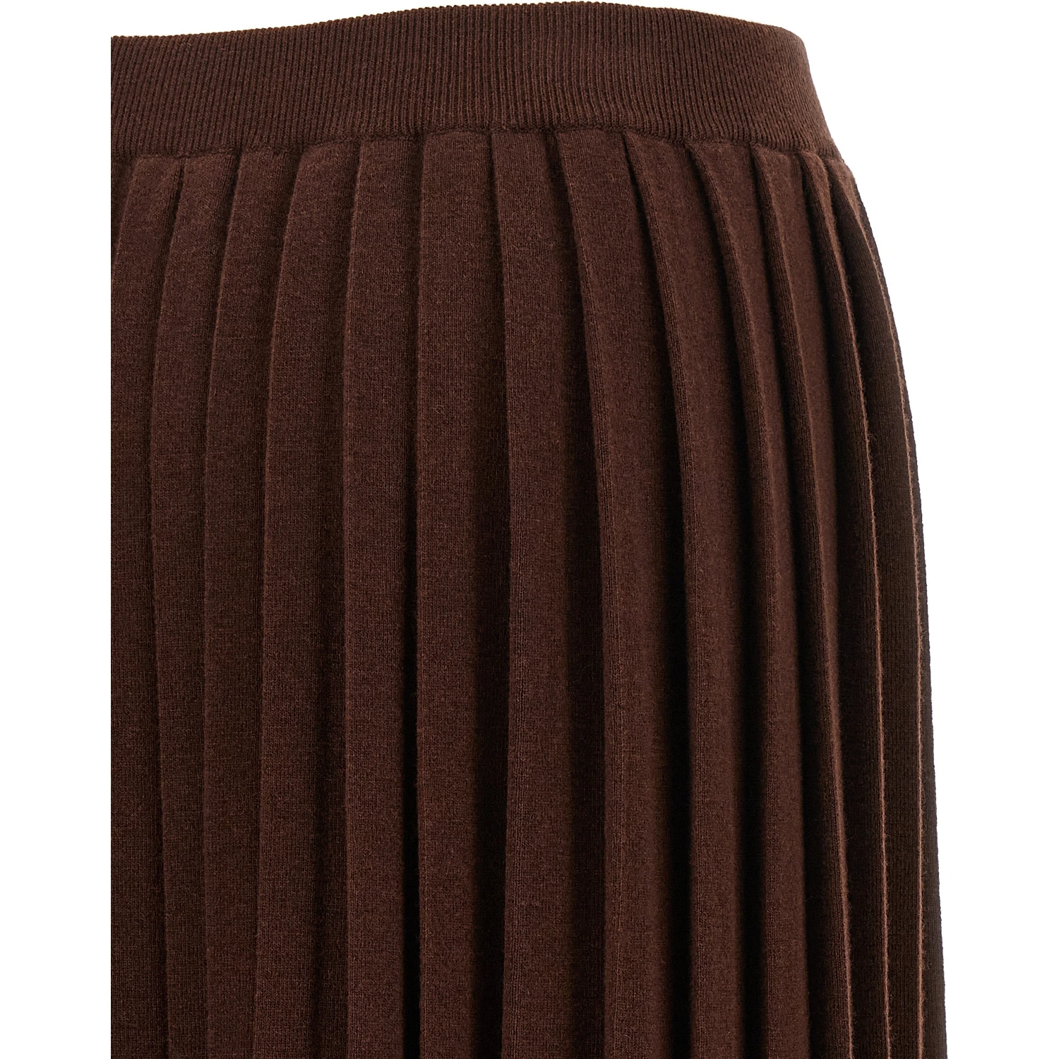 Brown Virgin Wool Midi Skirt
