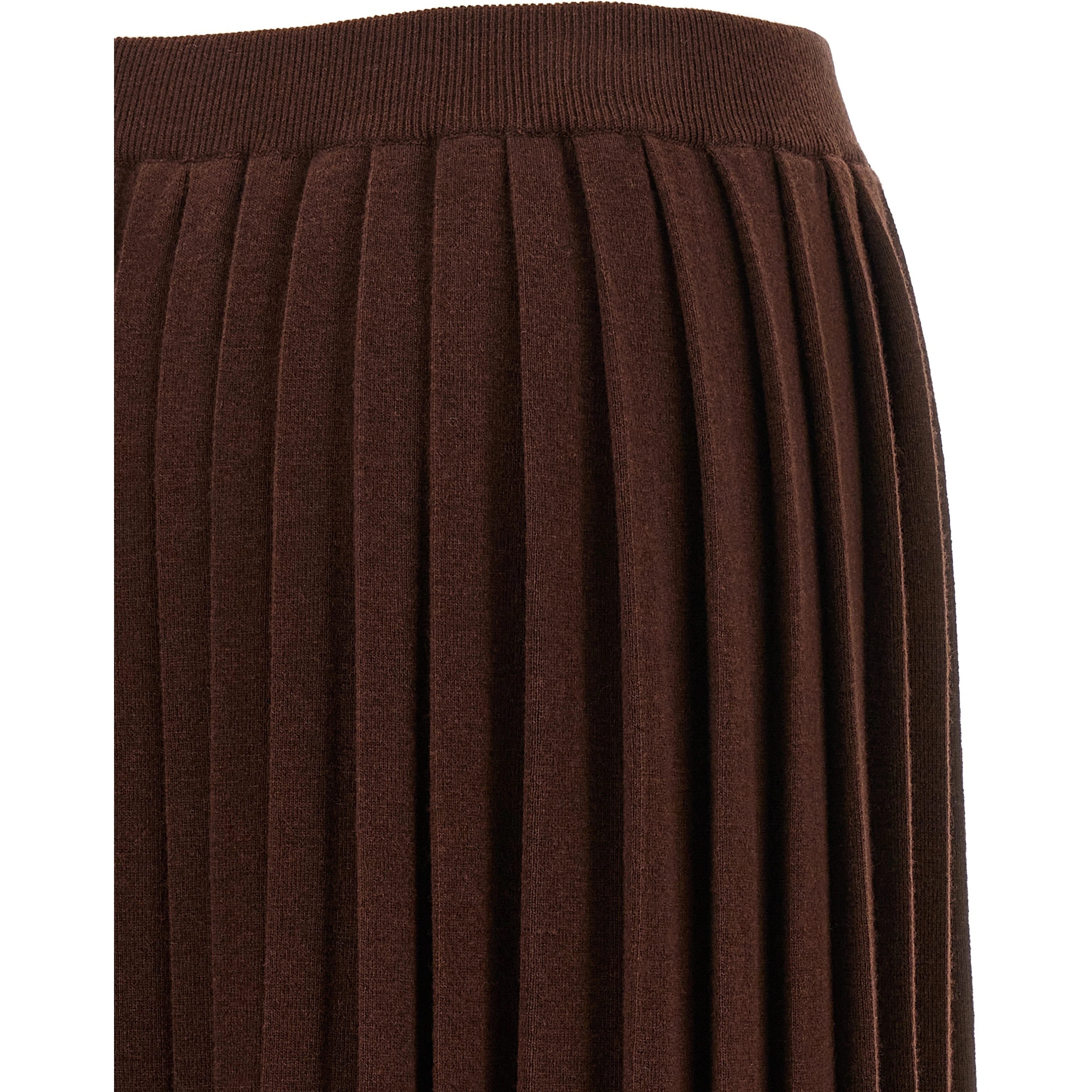 Brown Virgin Wool Midi Skirt