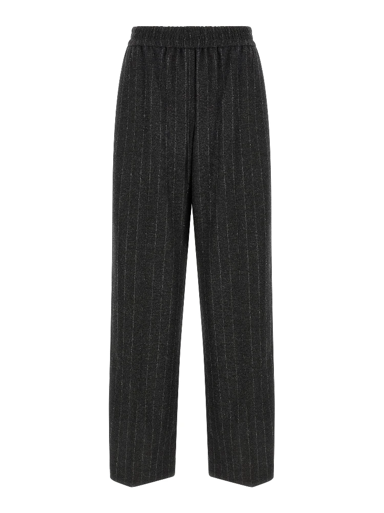 Gray Virgin Wool Casual Pants