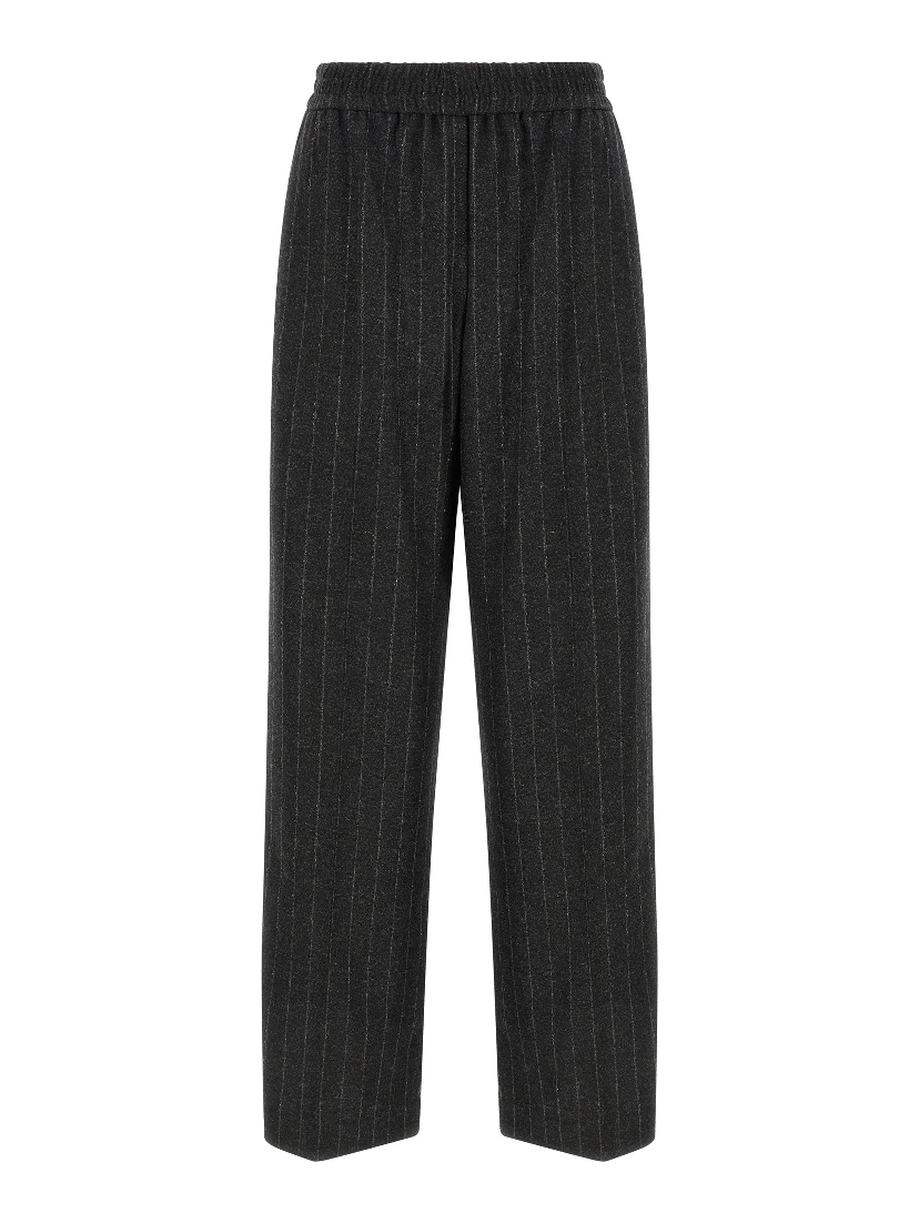 Gray Virgin Wool Casual Pants