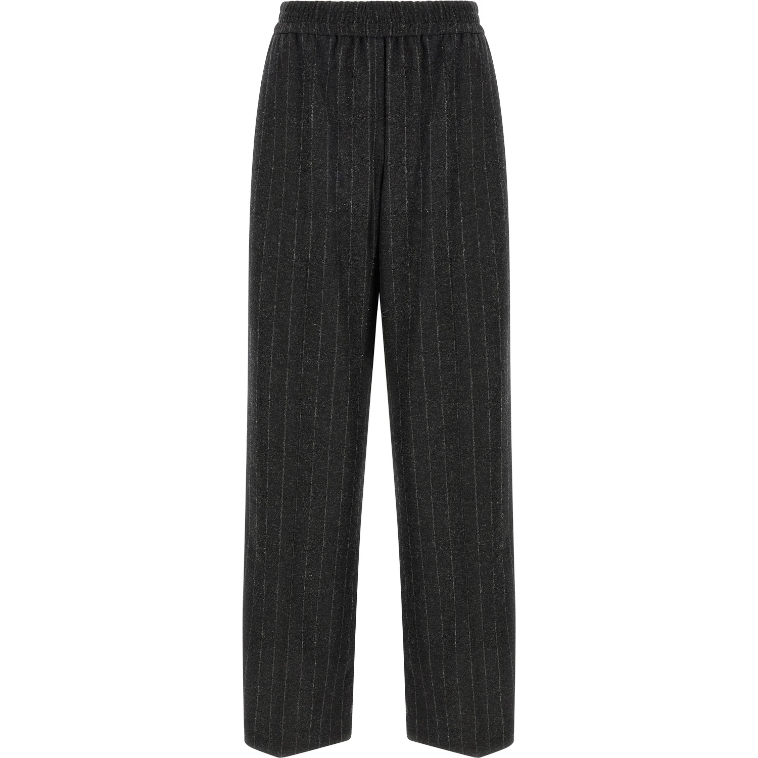 Gray Virgin Wool Casual Pants