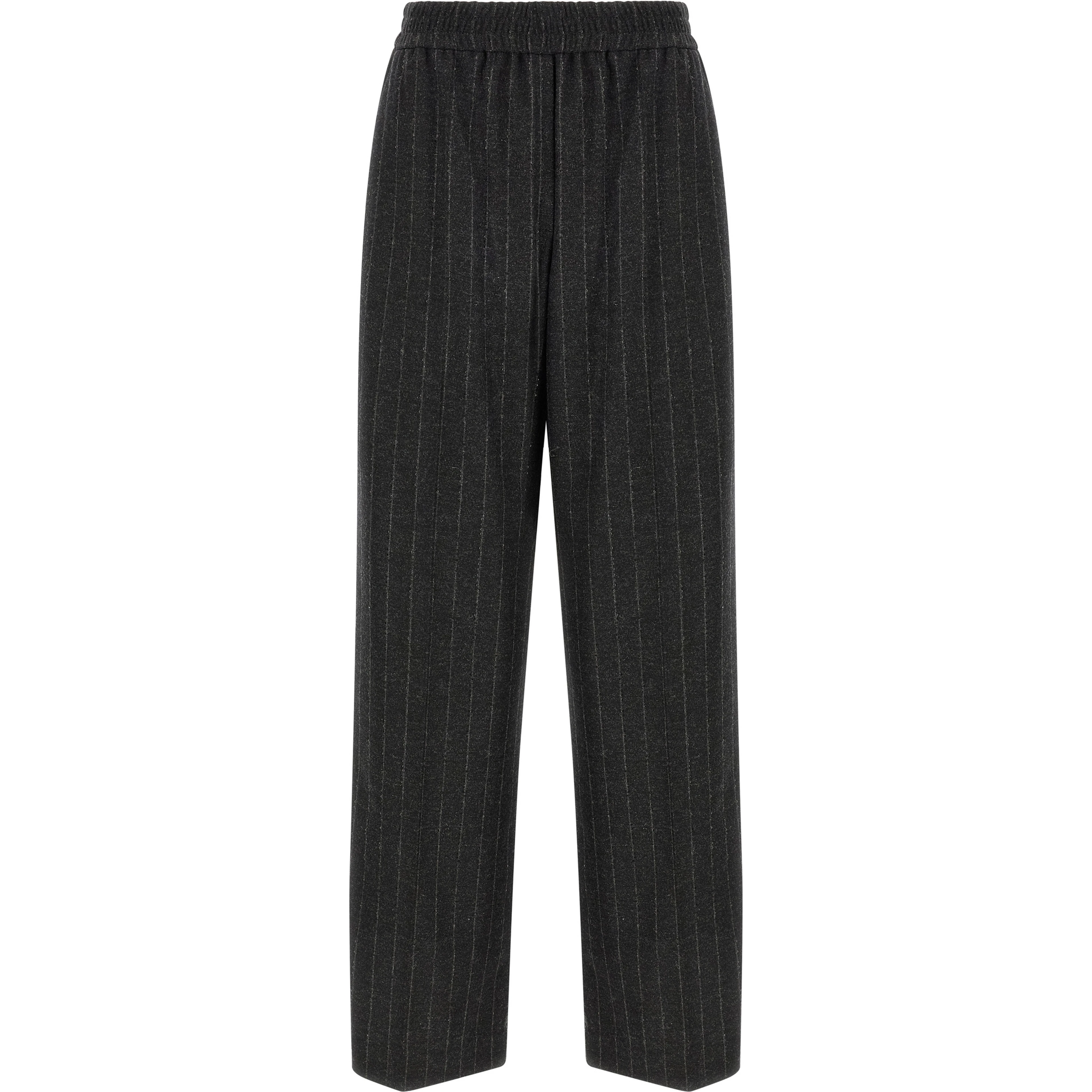 Gray Virgin Wool Casual Pants