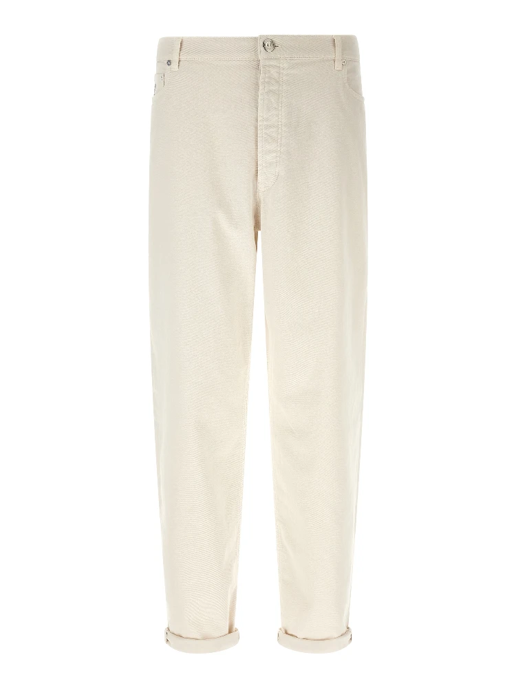 White Cotton Relaxed Fit Jeans