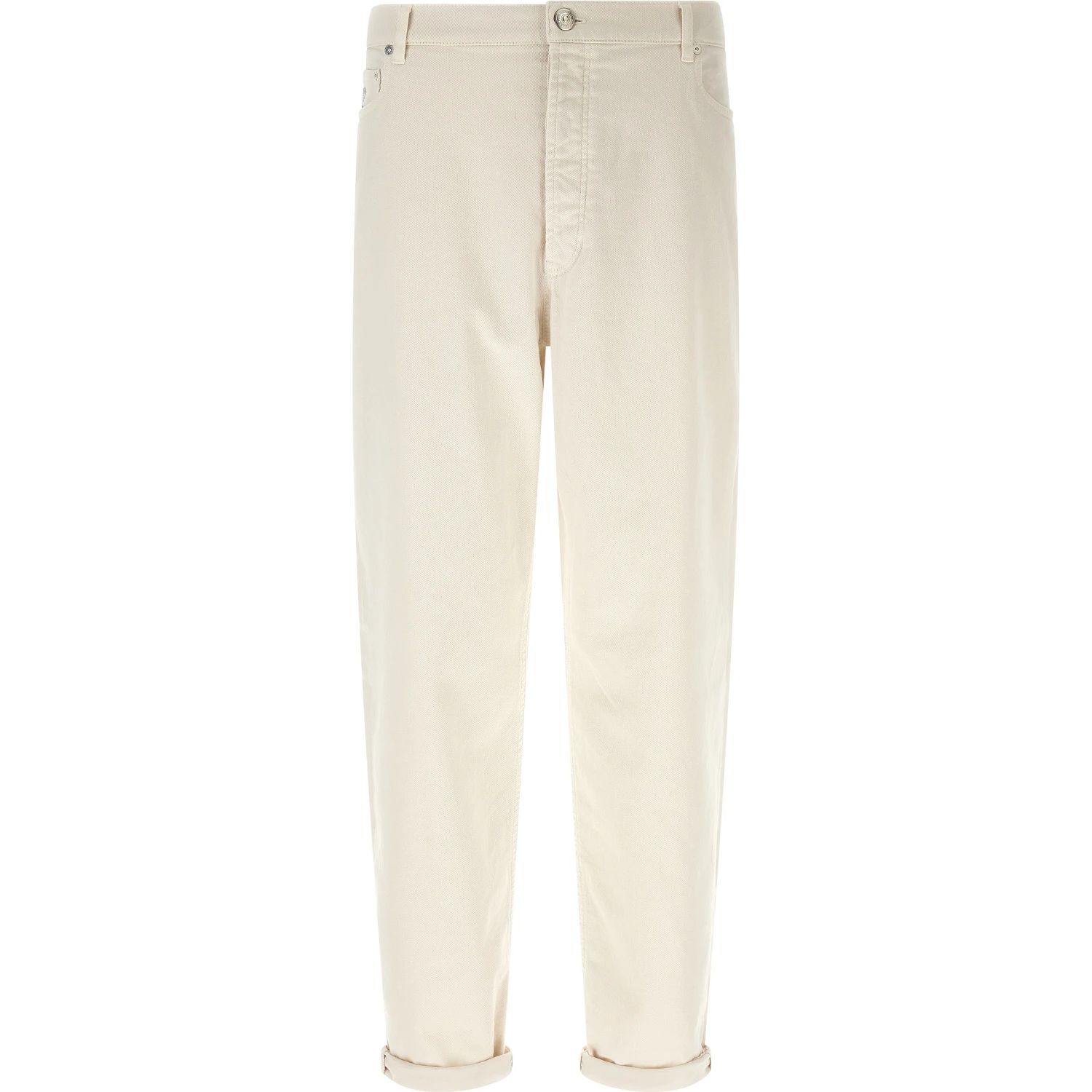 White Cotton Relaxed Fit Jeans