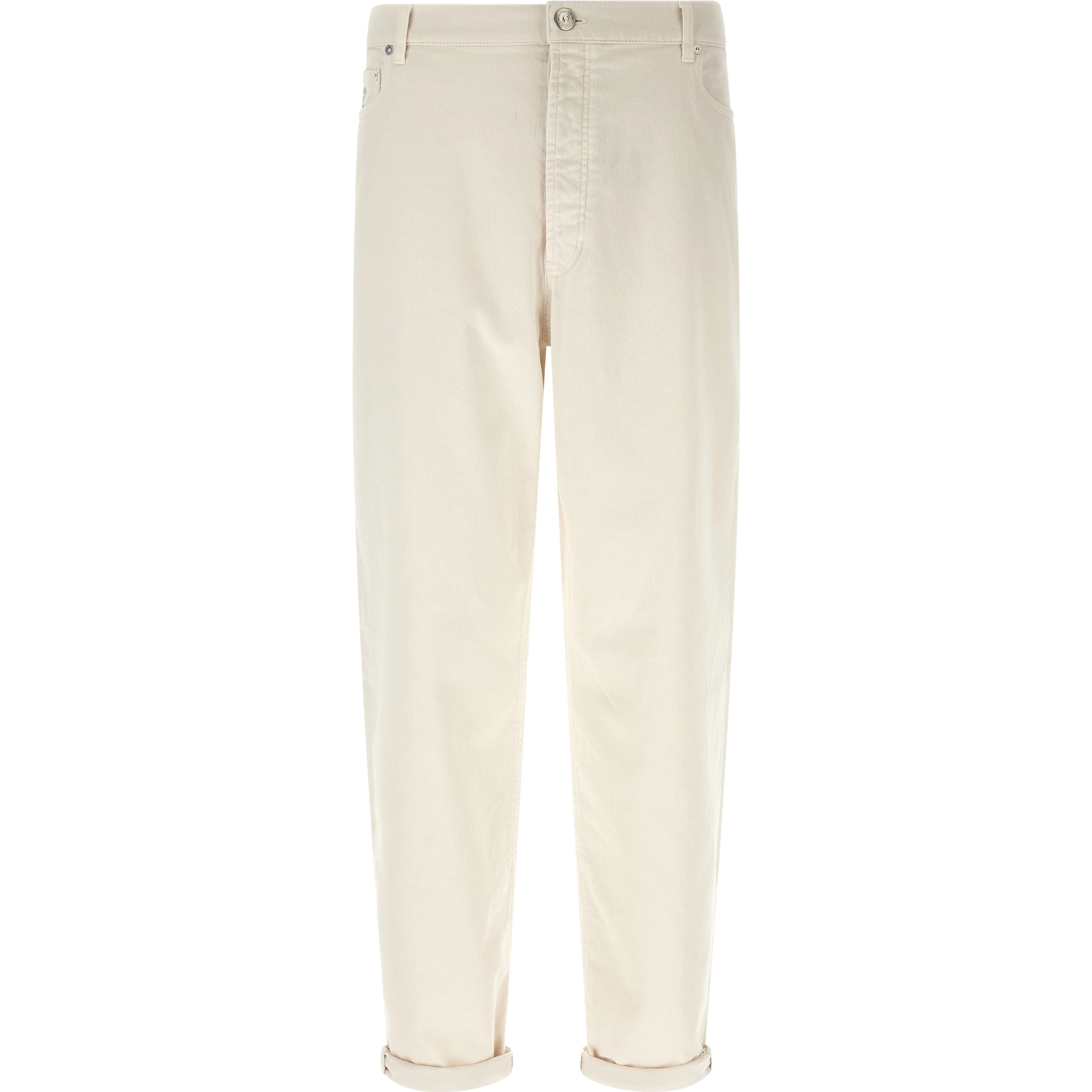 White Cotton Relaxed Fit Jeans