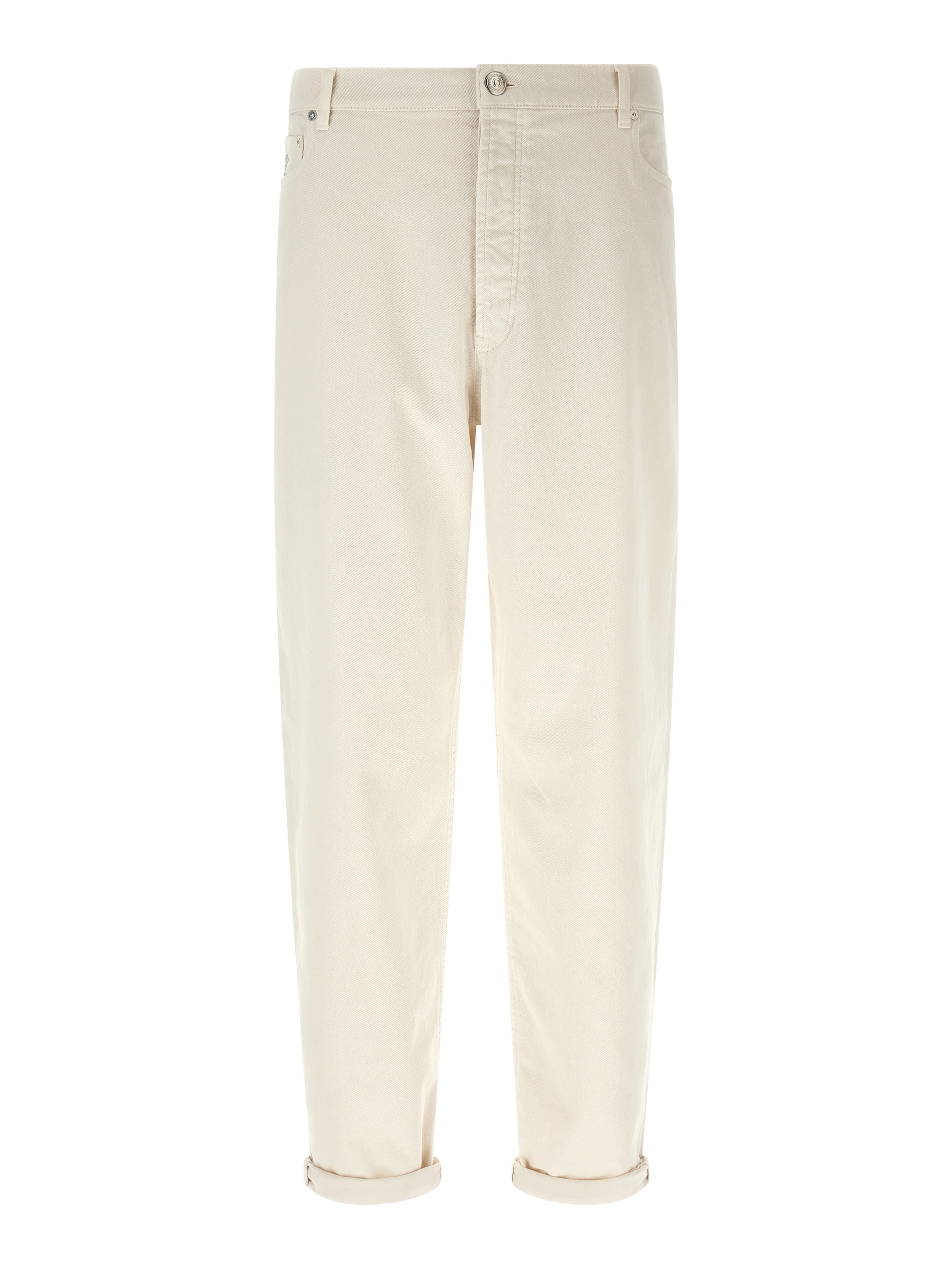 White Cotton Relaxed Fit Jeans