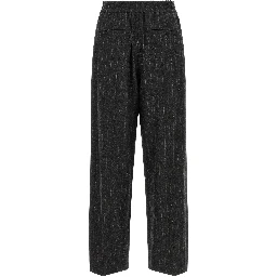 Gray Virgin Wool Casual Pants