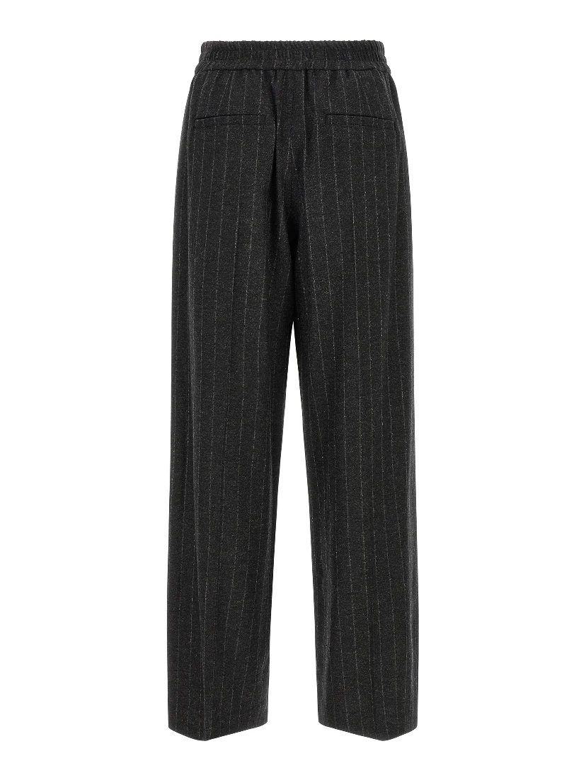 Gray Virgin Wool Casual Pants