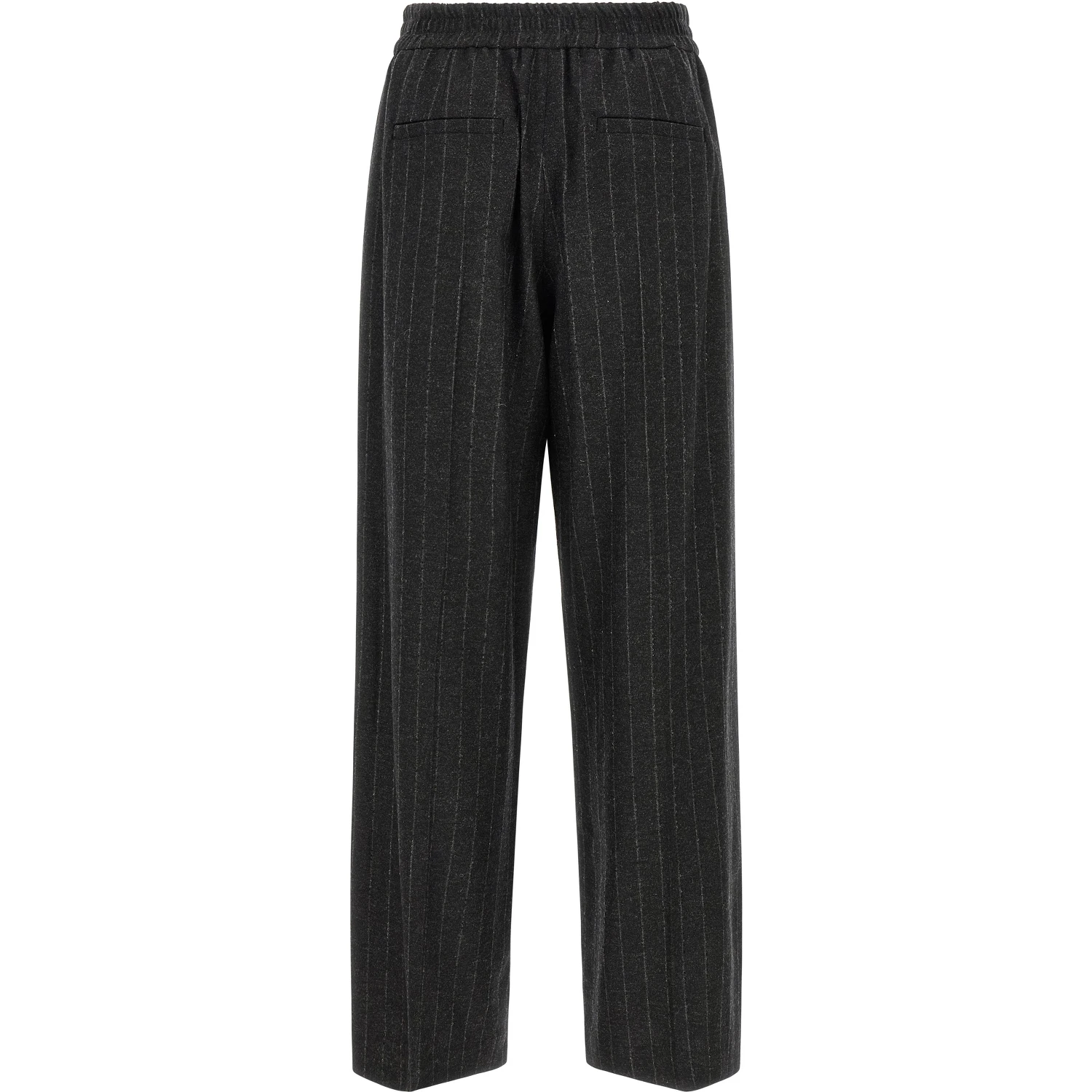 Gray Virgin Wool Casual Pants