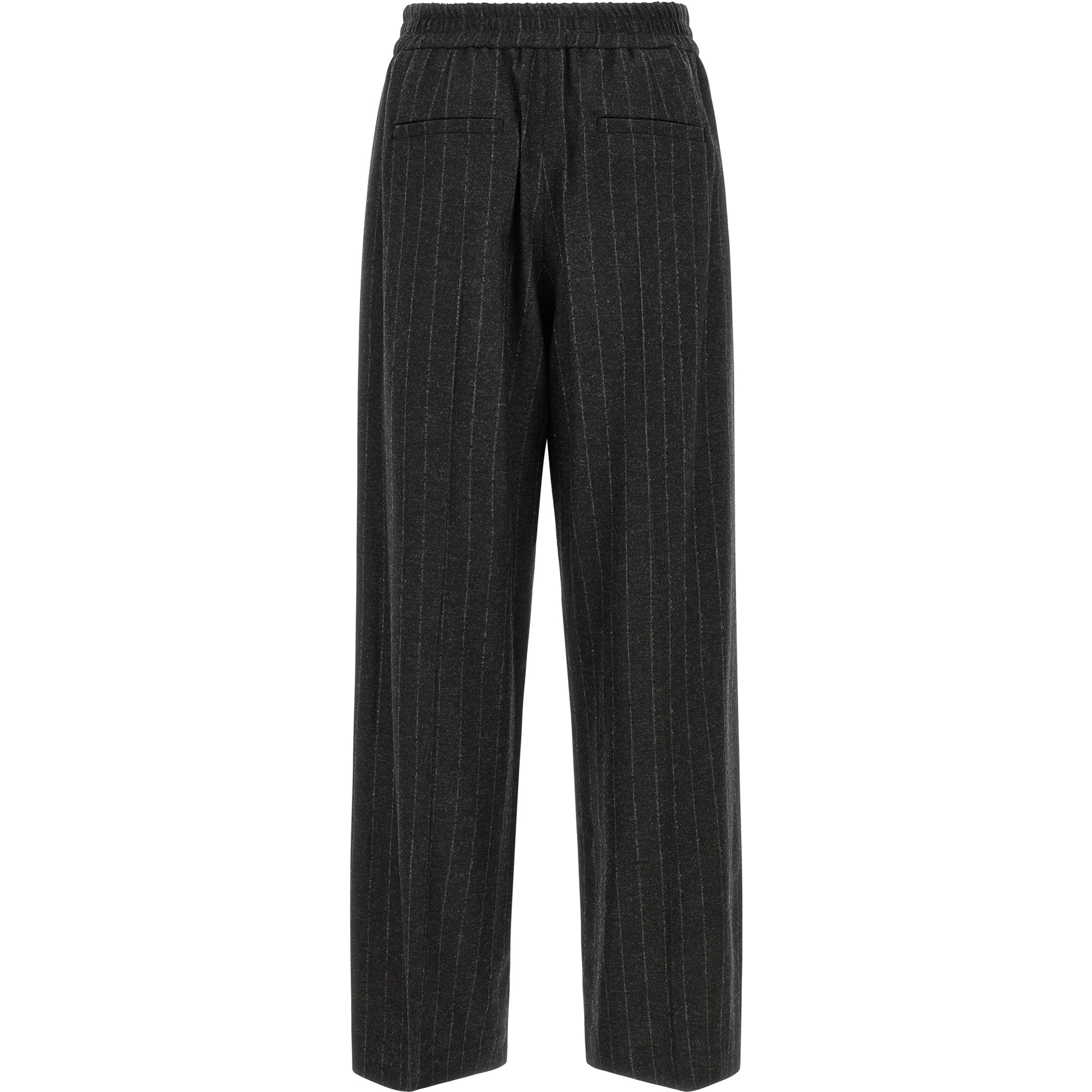 Gray Virgin Wool Casual Pants