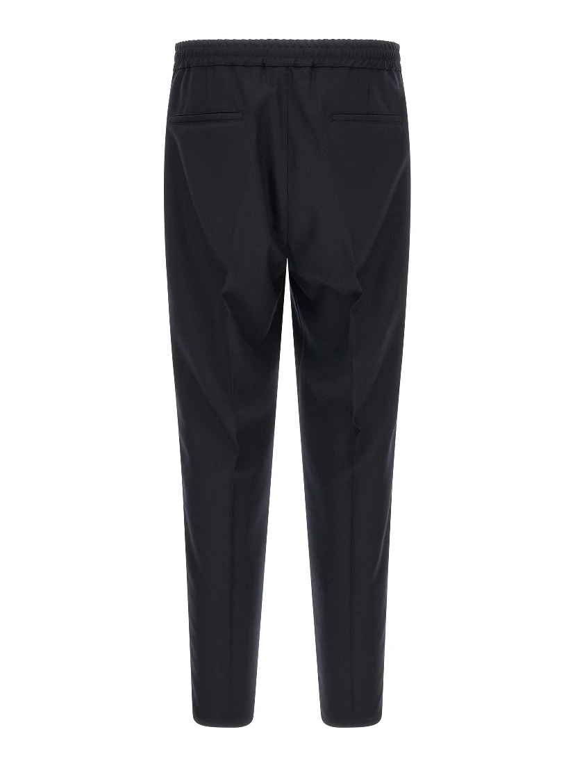 Blue Virgin Wool Casual Pants