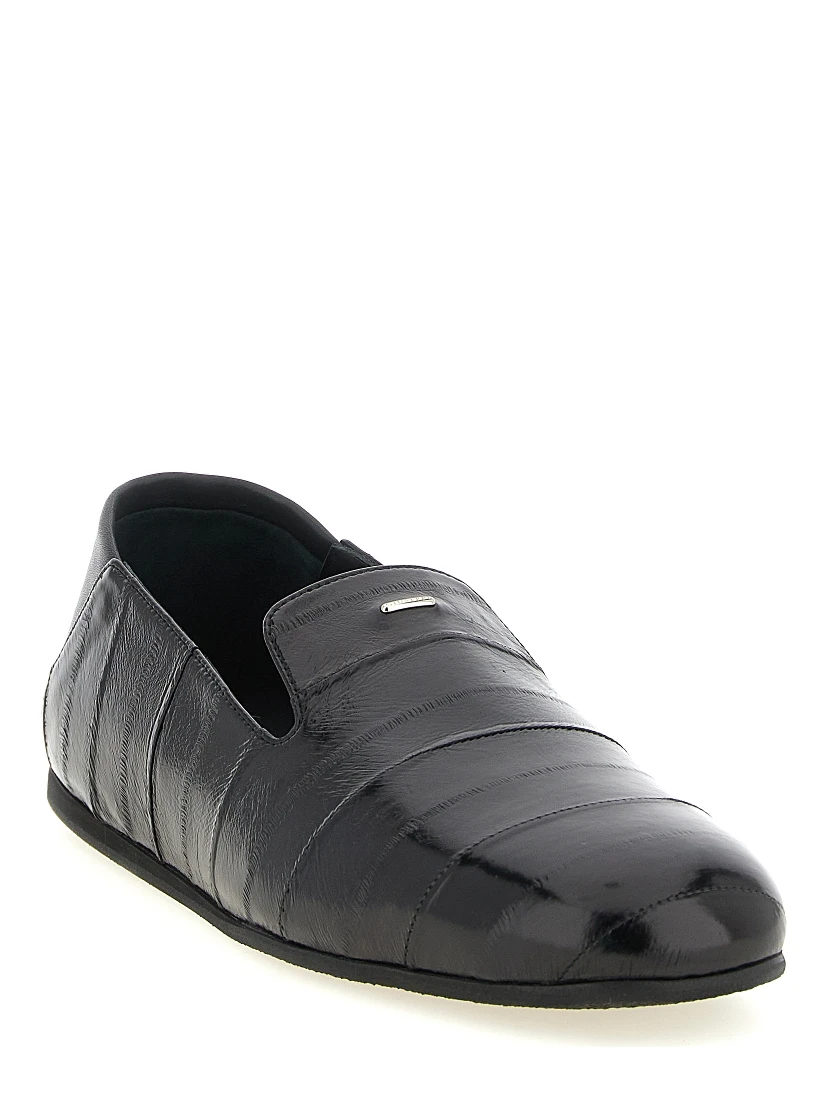 Black Leather Slip-On Loafers