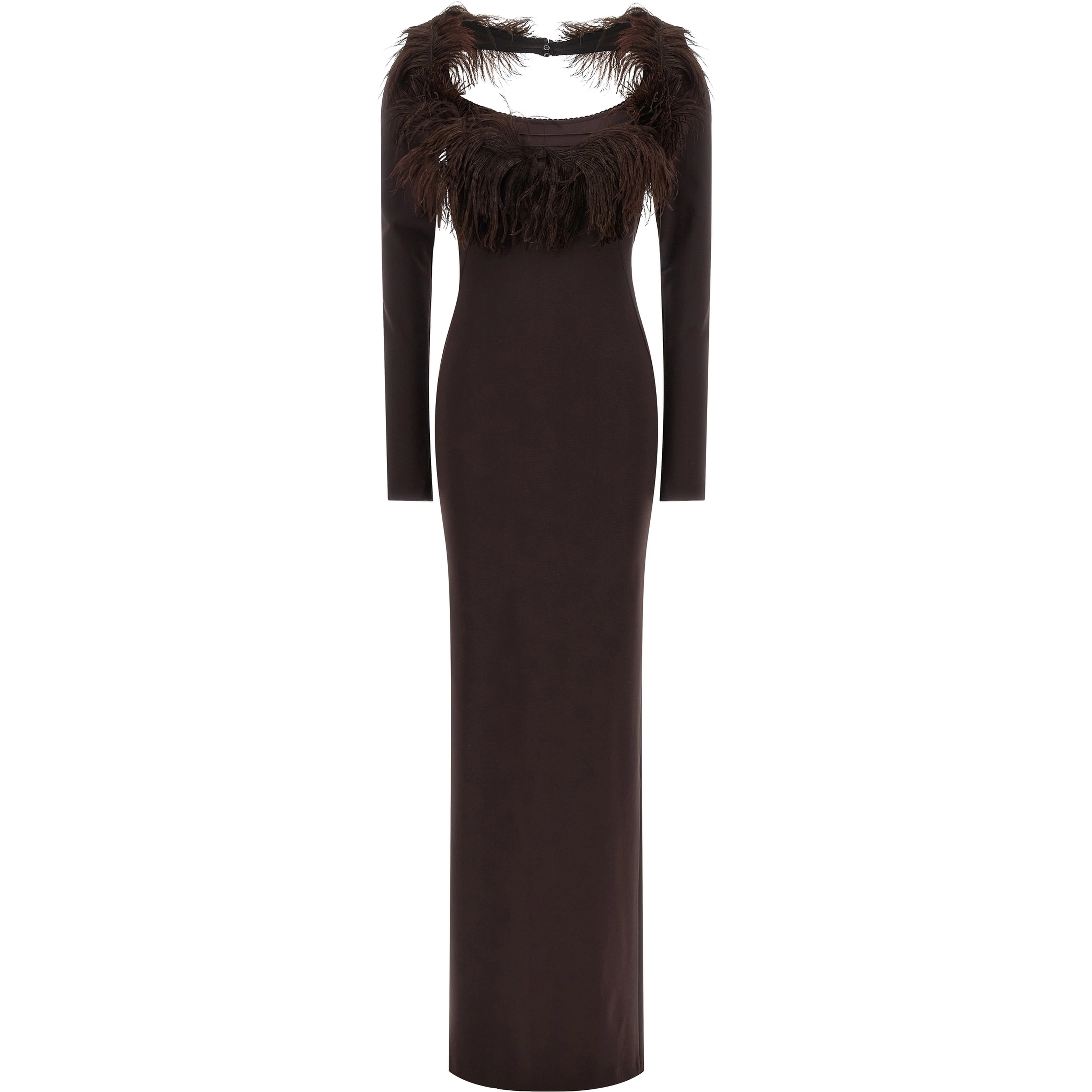 Brown Viscose Long Dress