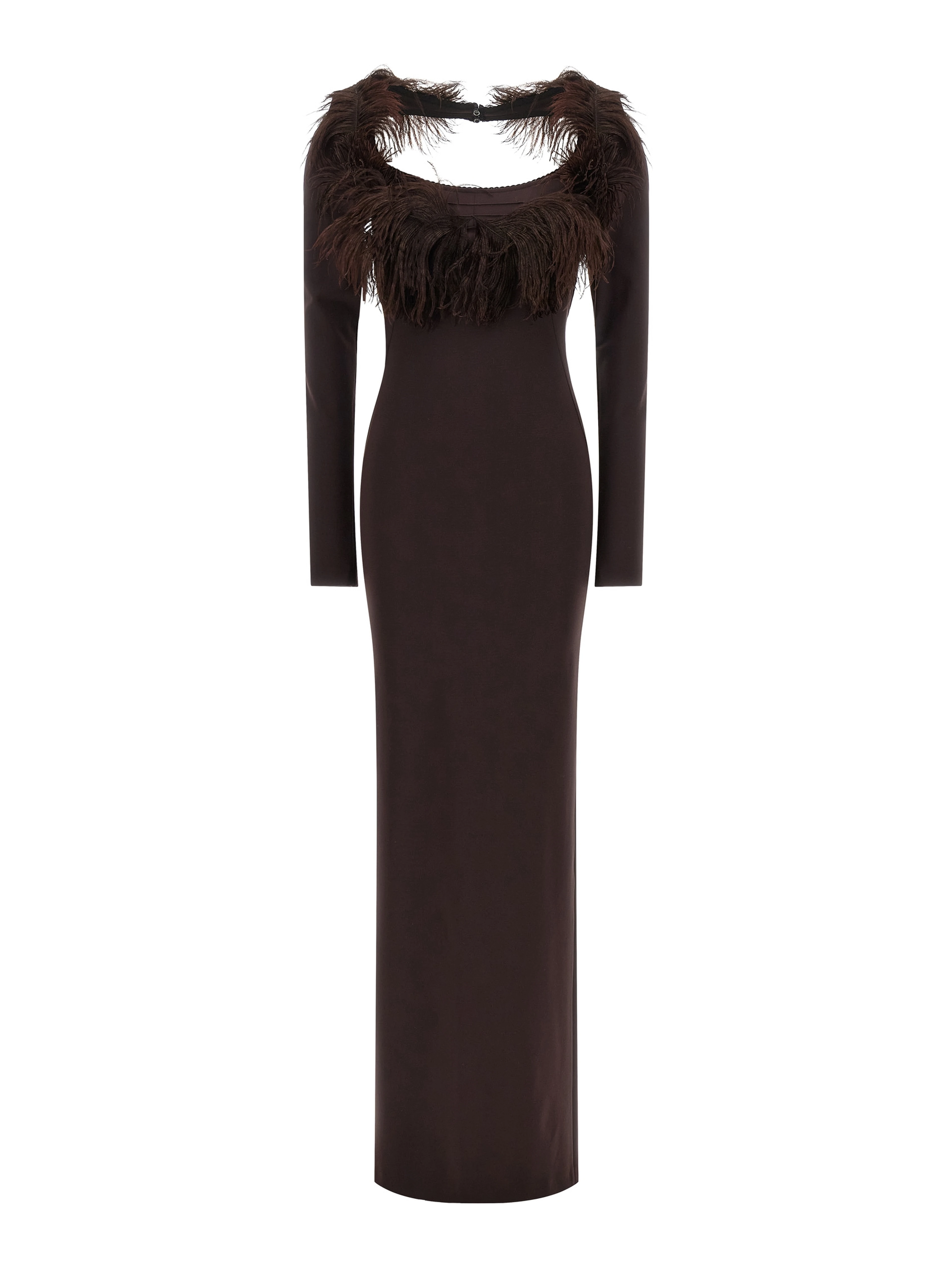 Brown Viscose Long Dress