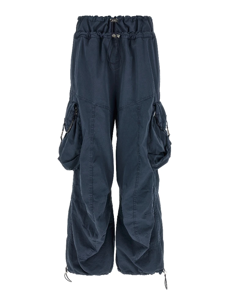 Blue Cotton Cargo Pants