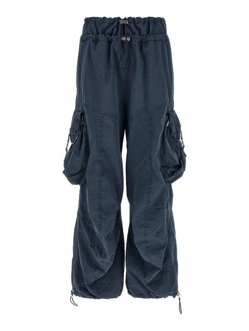 Blue Cotton Cargo Pants