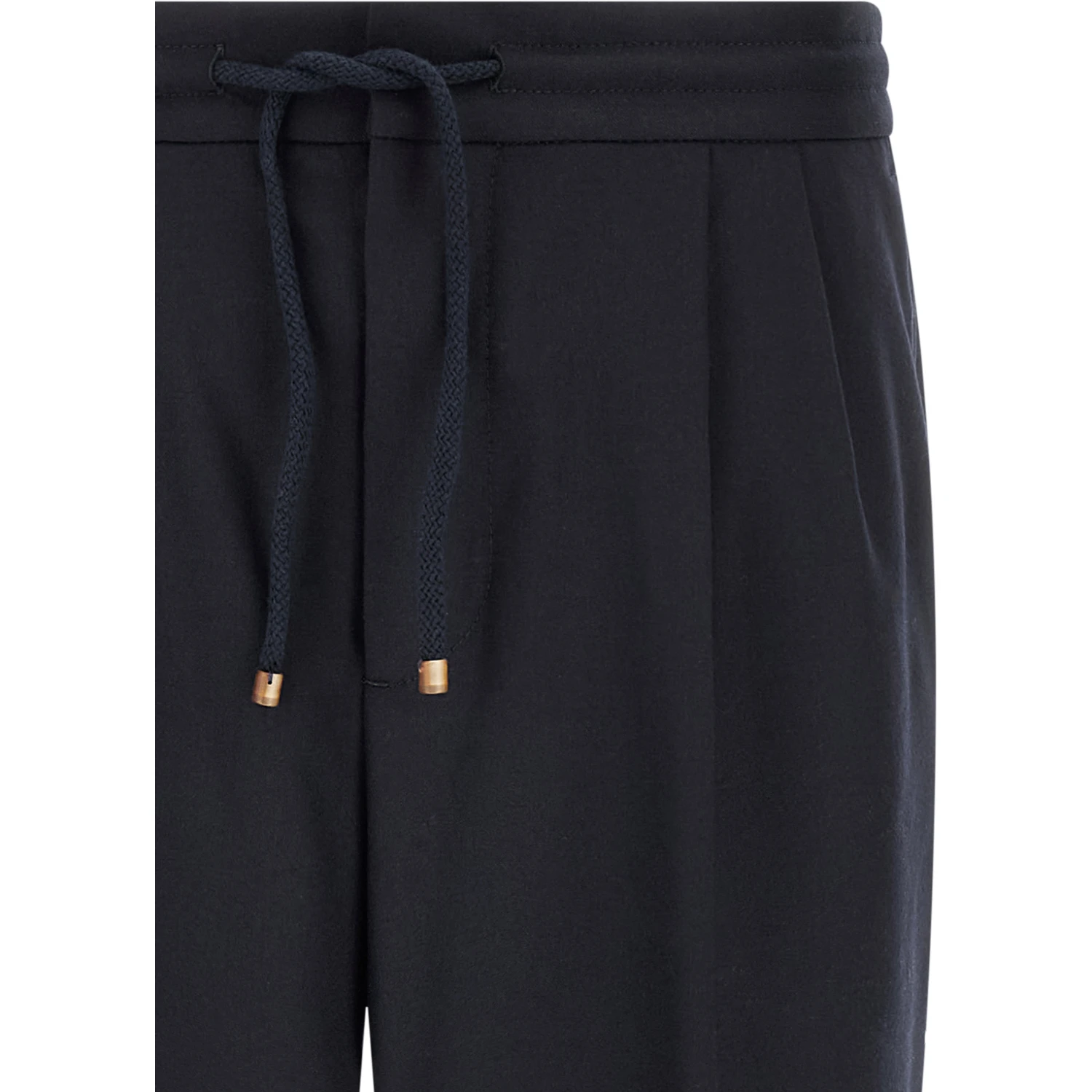 Blue Virgin Wool Casual Pants