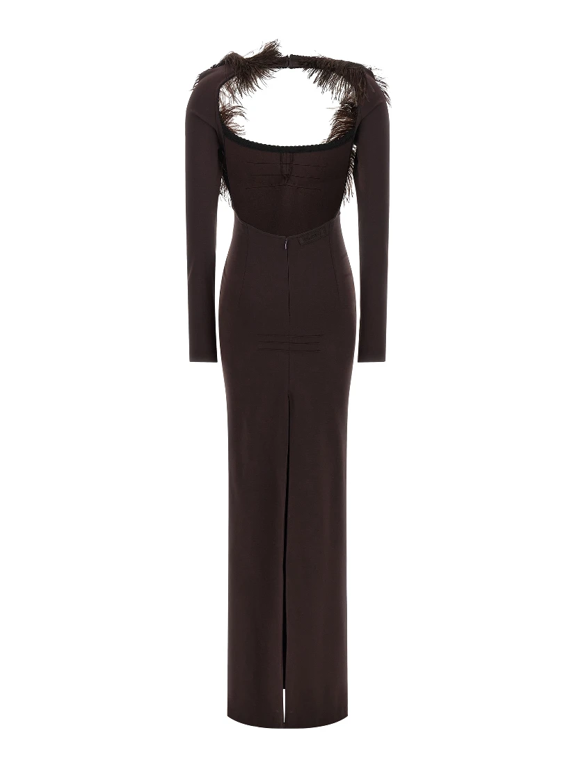 Brown Viscose Long Dress