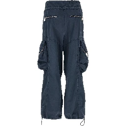 Blue Cotton Cargo Pants