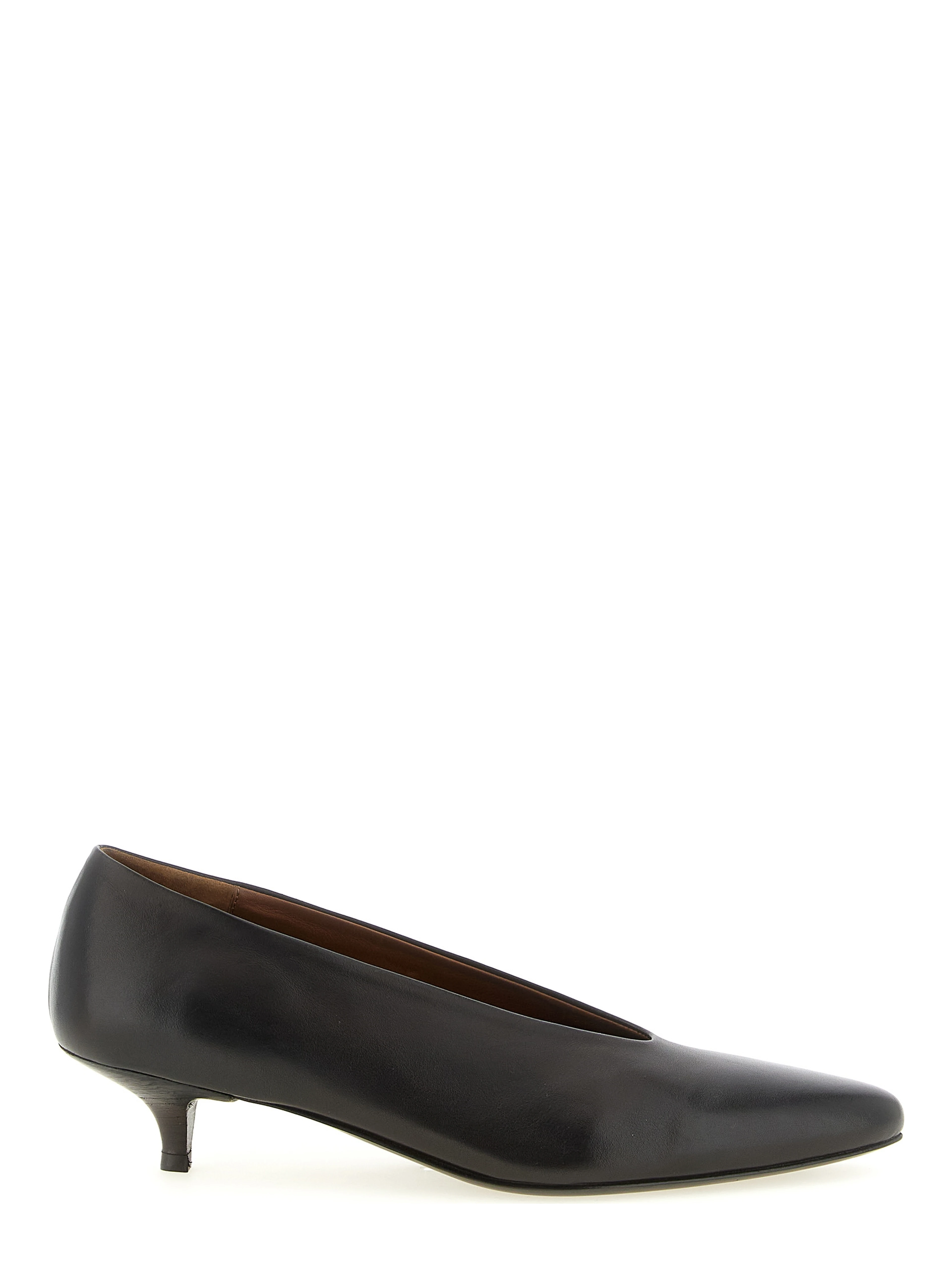 Brown Calfskin Mid Heel Pumps