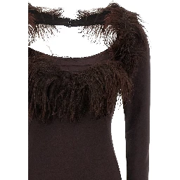 Brown Viscose Long Dress