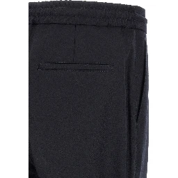 Blue Virgin Wool Casual Pants