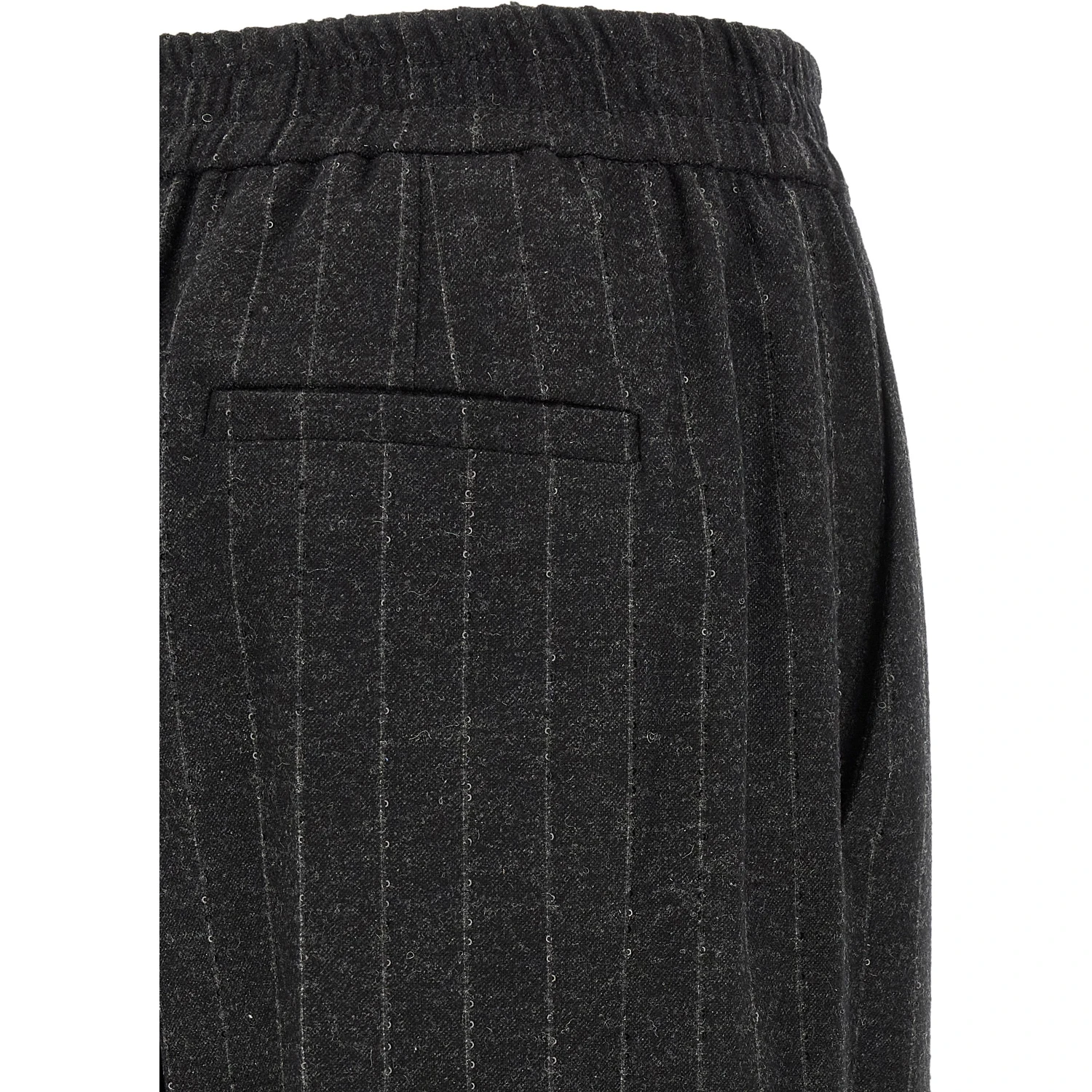 Gray Virgin Wool Casual Pants