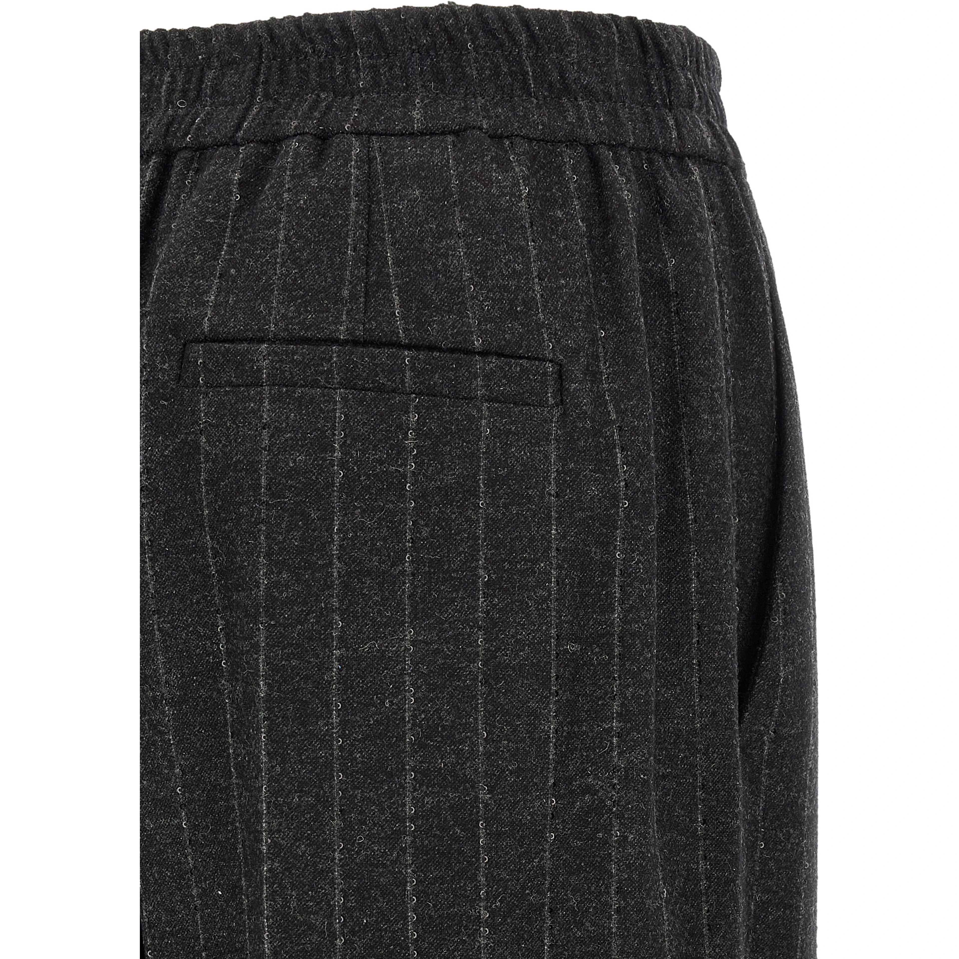 Gray Virgin Wool Casual Pants