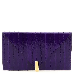 Purple Leather Clutch Bag