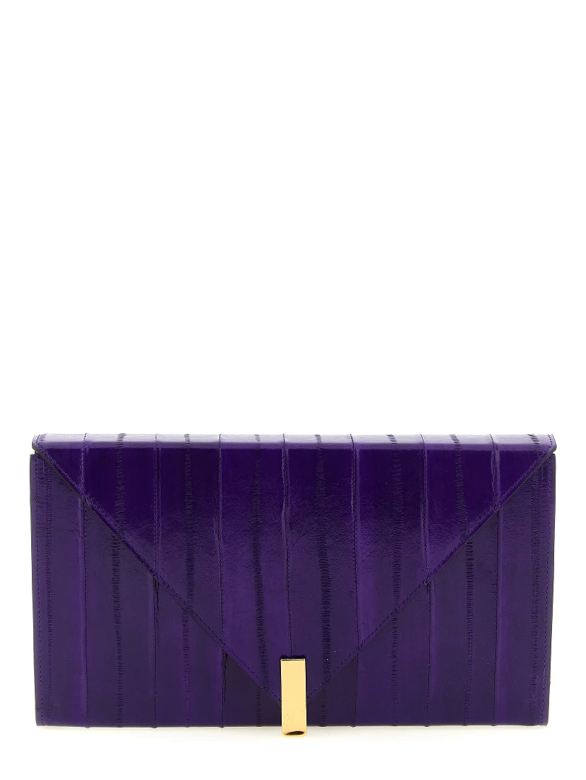 Purple Leather Clutch Bag