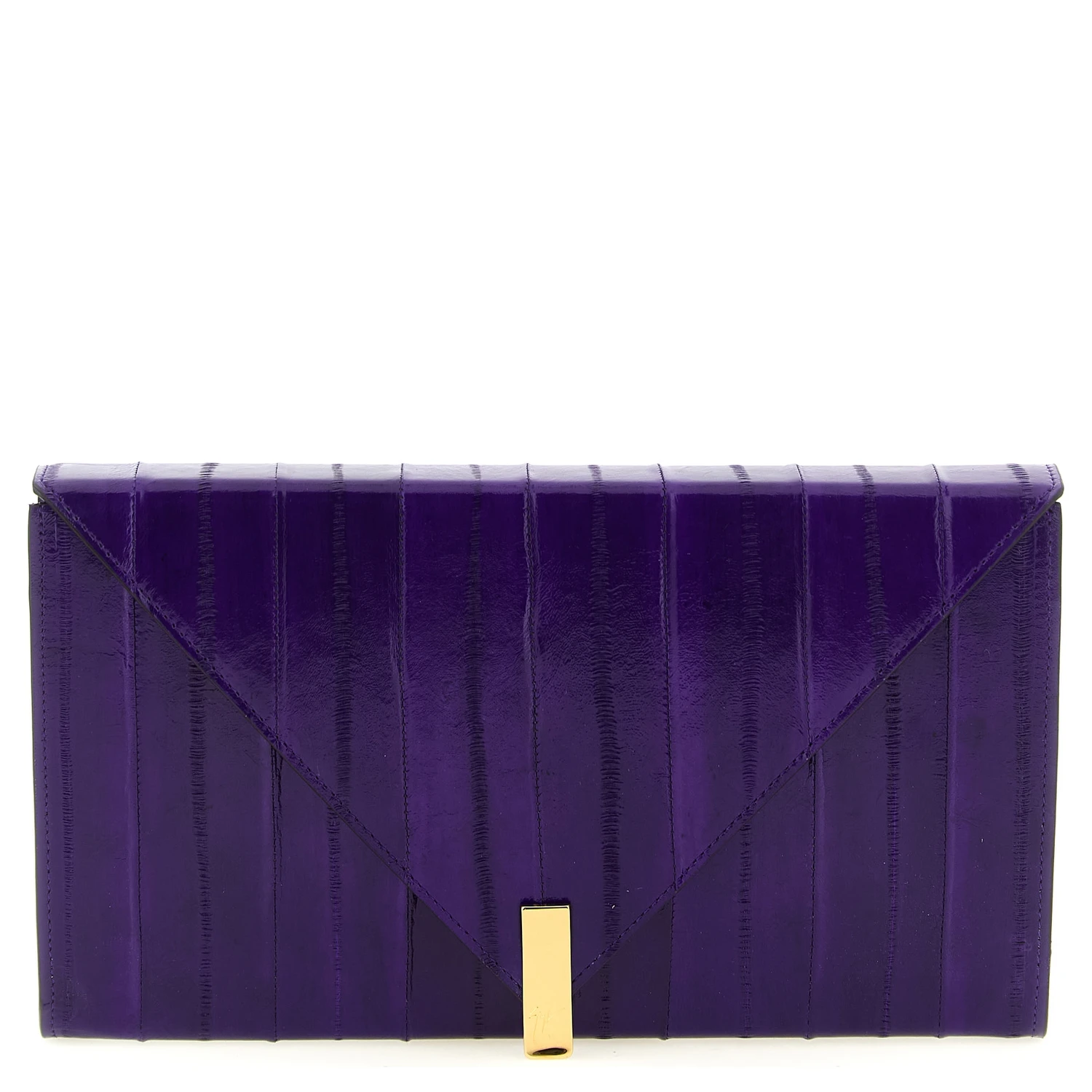Purple Leather Clutch Bag